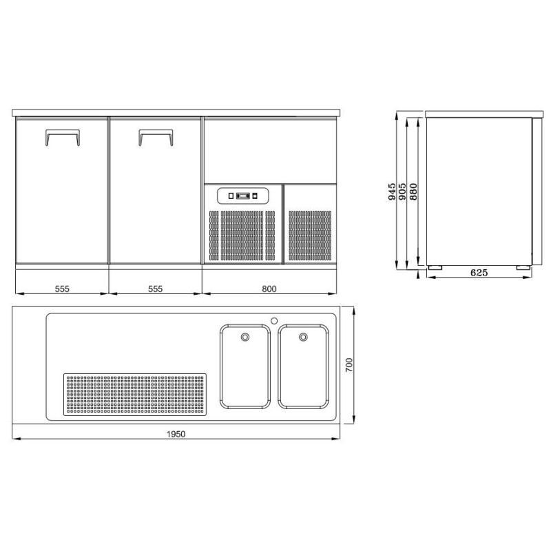 COMBISTEEL - Refroidisseur de bière 2 portes inox