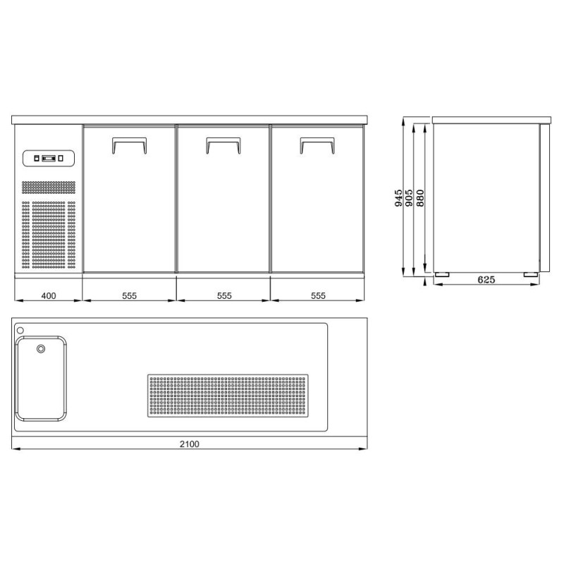 COMBISTEEL - Refroidisseur de bière inox 3 portes