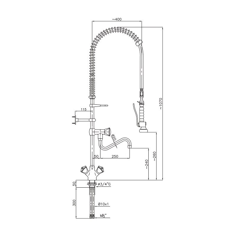 COMBISTEEL - Pré douche de rinçage avec 1-trou
