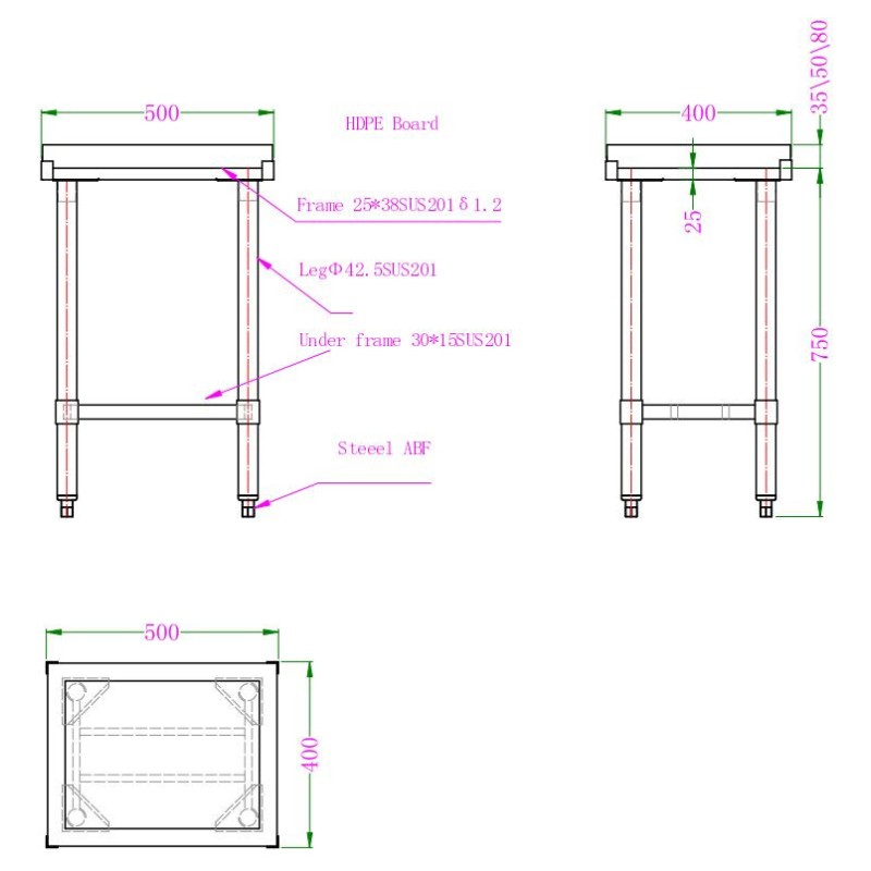 COMBISTEEL - Billot bloc de découpage en polyéthylène 50mm épaisseur