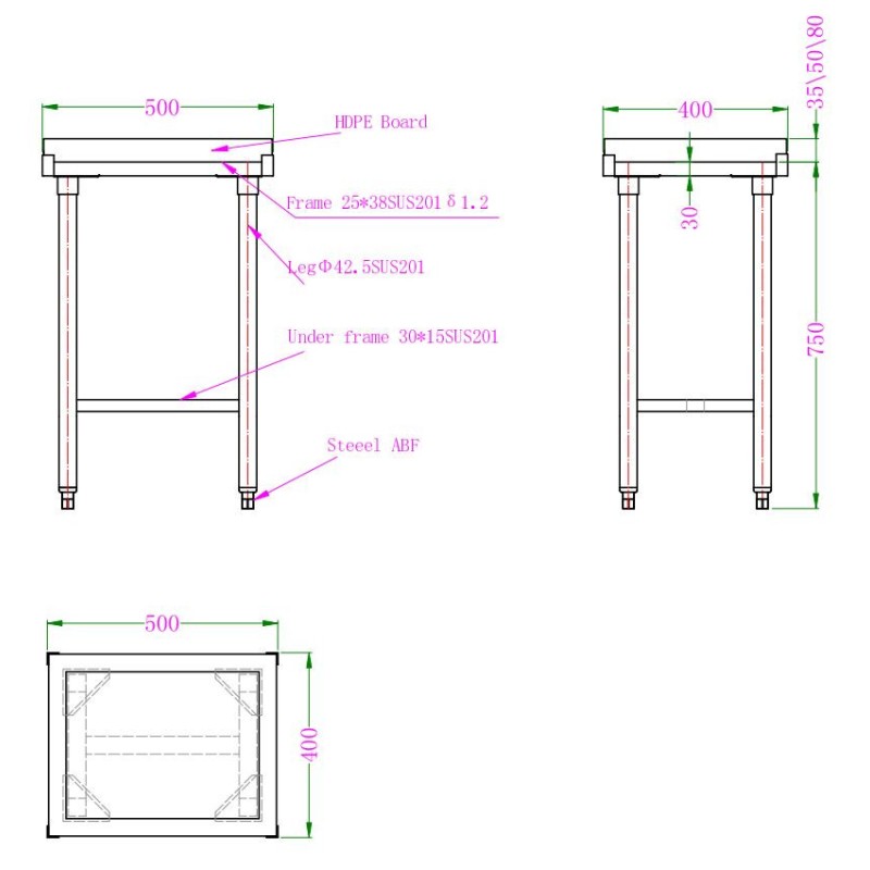 COMBISTEEL - Billot bloc de découpage en polyéthylène 80mm épaisseur