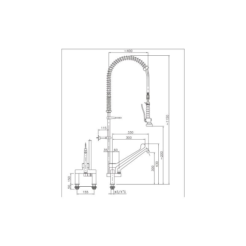 COMBISTEEL - Pré douche de rinçage