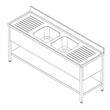 COMBISTEEL - 700 bloc-évier étagère démontable 2 centre 2400
