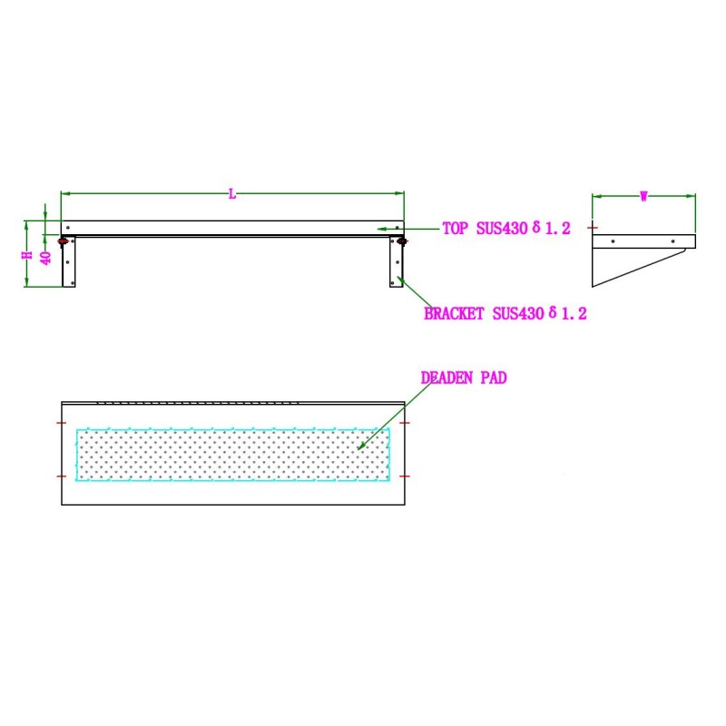 COMBISTEEL - Etagère murale inox 800 avec console