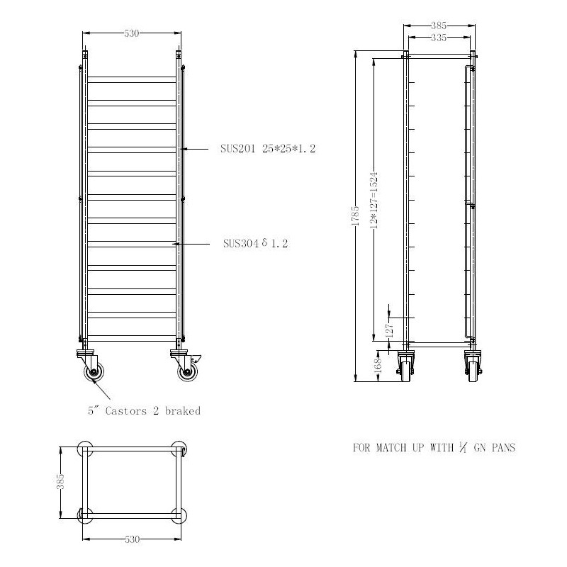 COMBISTEEL - Chariots de débrassage démontable 1/1gn