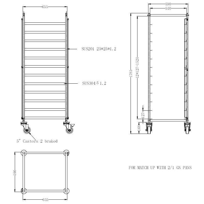COMBISTEEL - Chariots de débrassage démontable 2/1gn