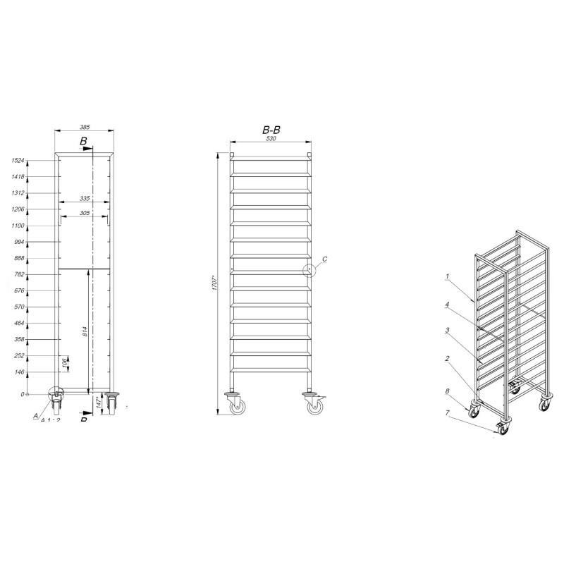 COMBISTEEL - Chariots débrassage 1/1gn 14x