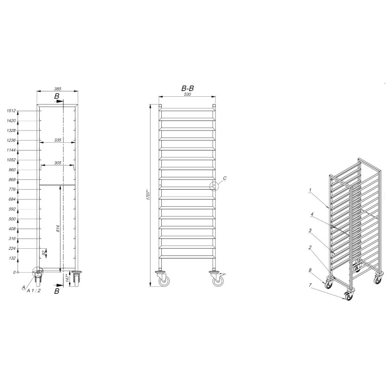 COMBISTEEL - Chariots débrassage 1/1gn 16x