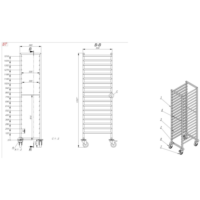 COMBISTEEL - Chariots débrassage 1/1gn 18x