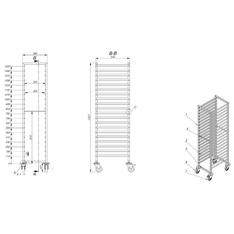 COMBISTEEL - Chariots débrassage 1/1gn 20x