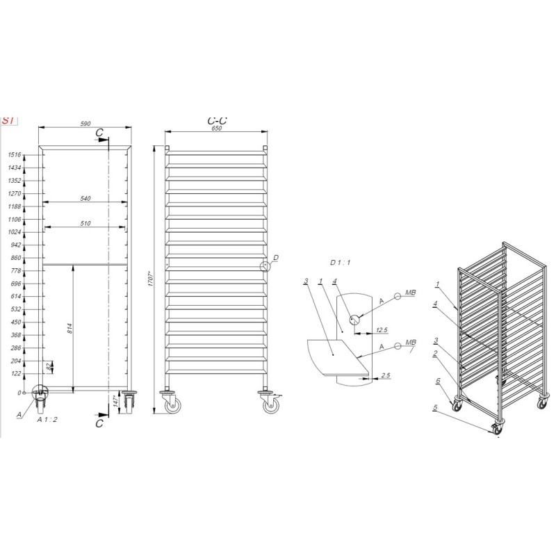 COMBISTEEL - Chariots débrassage 2/1gn 18x