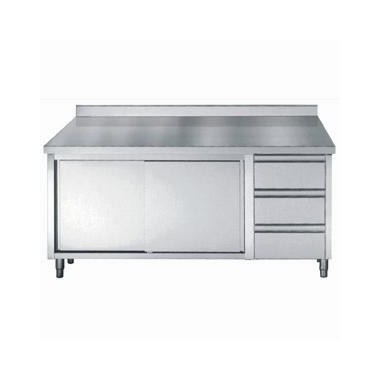 COMBISTEEL - 700 plan de travail portes coulisst tiroirs bord relevé 1600