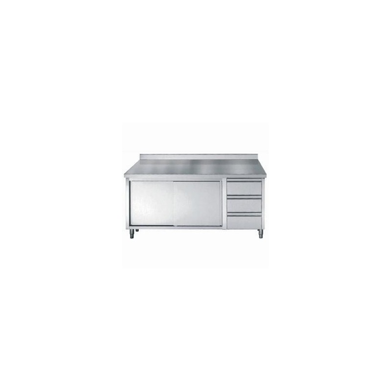 COMBISTEEL - 700 plan de travail portes coulisst tiroirs bord relevé 1800