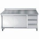COMBISTEEL - 700 plan de travail portes coulisst tiroirs bord relevé 1800