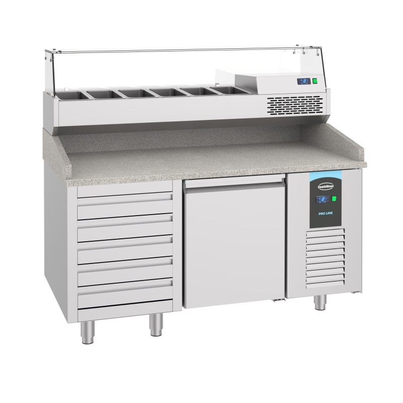 COMBISTEEL - Table prép pour pizza porte et tiroirs