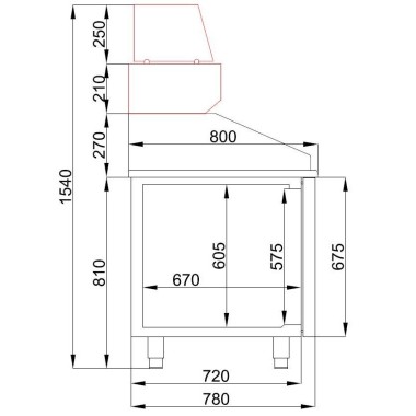 COMBISTEEL - Table prép pour pizza porte et tiroirs