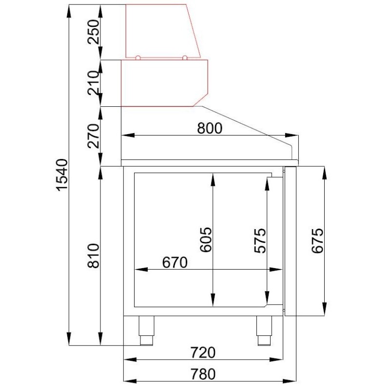 COMBISTEEL - Table prép pour pizza porte et tiroirs