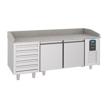 COMBISTEEL - Table  pizza 2 portes et 5 tiroirs
