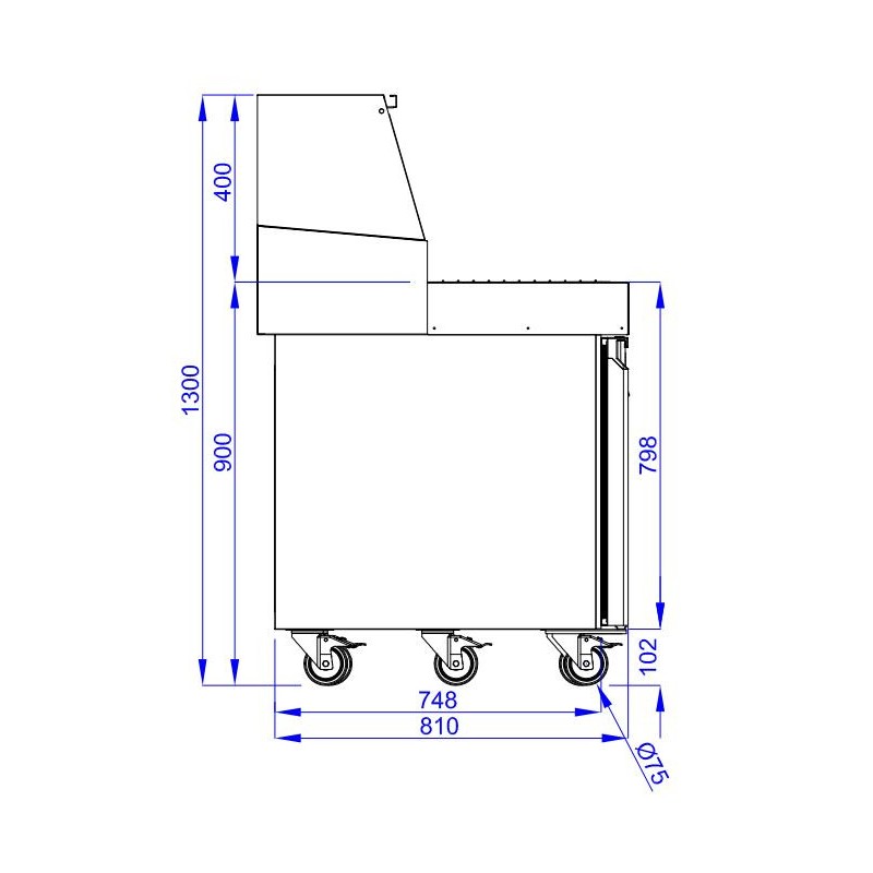COMBISTEEL - Table prépa pour pizza 2 portes