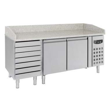 COMBISTEEL - Table  pizza 2 portes 7 tiroirs