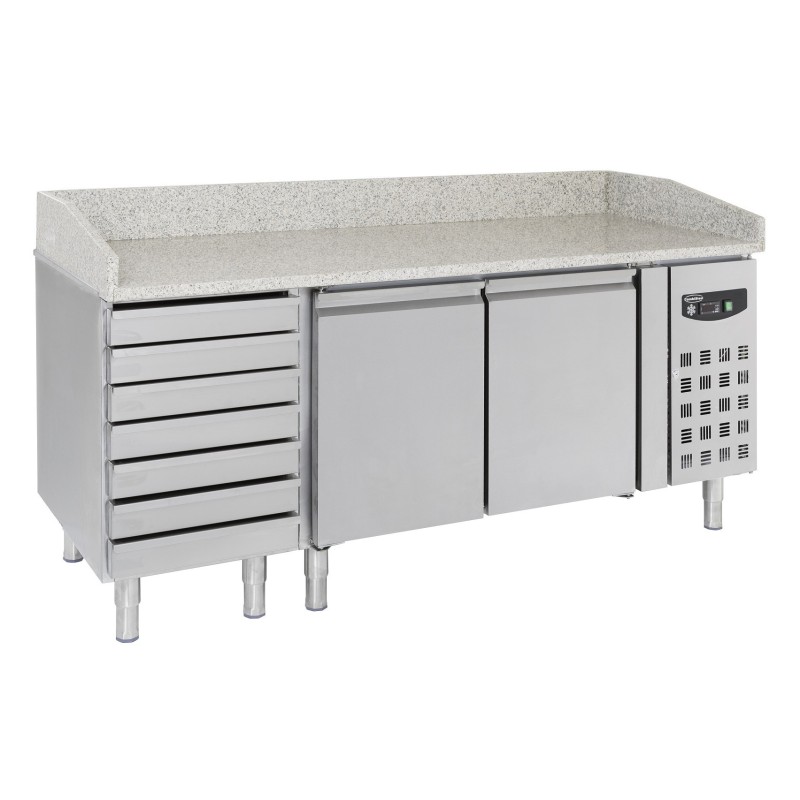 COMBISTEEL - Table  pizza 2 portes 7 tiroirs