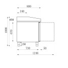 COMBISTEEL - Table  pizza 2 portes 7 tiroirs