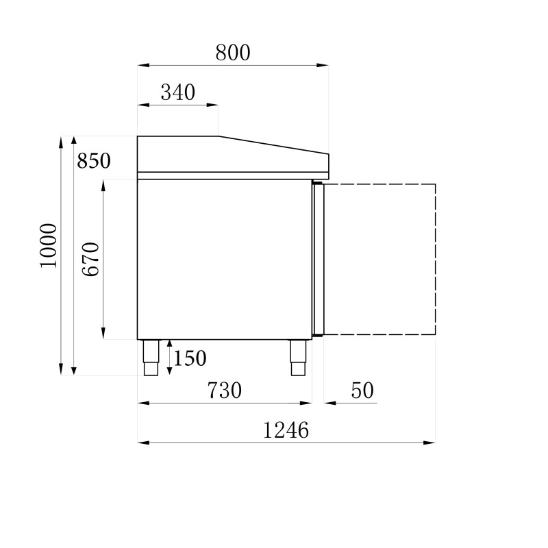COMBISTEEL - Table prép pour pizza 3 portes
