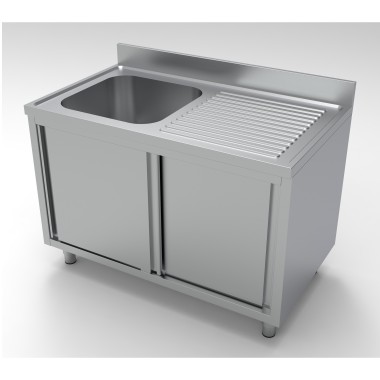 COMBISTEEL - Plonge inox évier gauche portes coulissantes