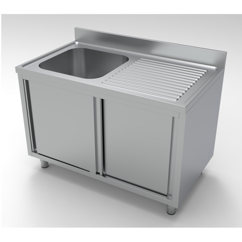 COMBISTEEL - Plonge inox évier gauche portes coulissantes