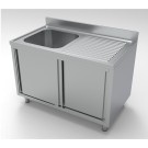COMBISTEEL - Plonge inox évier gauche portes coulissantes