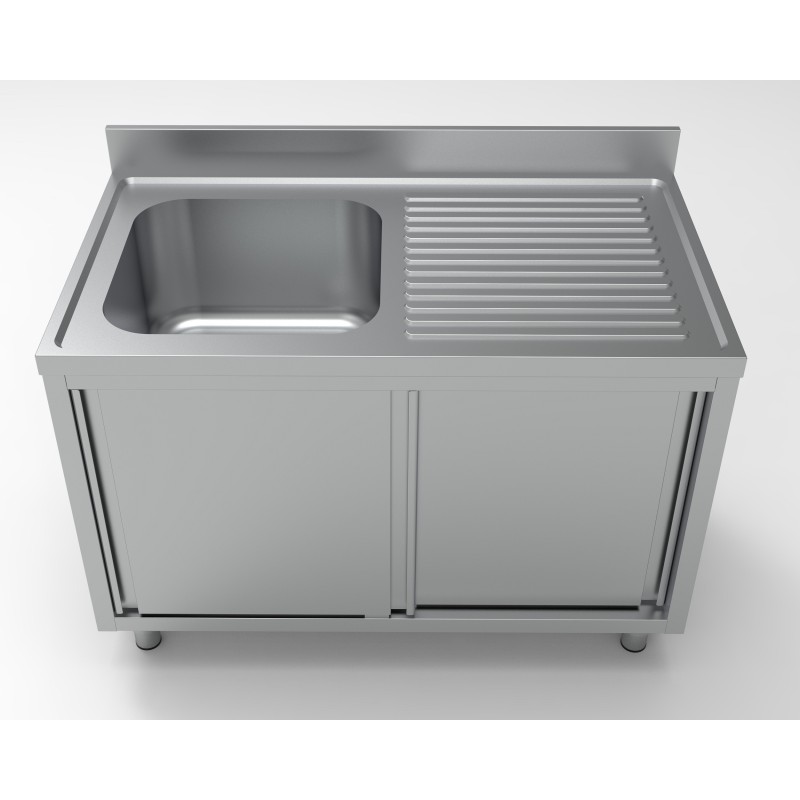 COMBISTEEL - Plonge inox évier gauche portes coulissantes