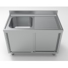 COMBISTEEL - Plonge inox évier gauche portes coulissantes