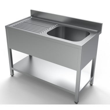 Plonge avec étagère bac à droite 1200x600 - Combisteel