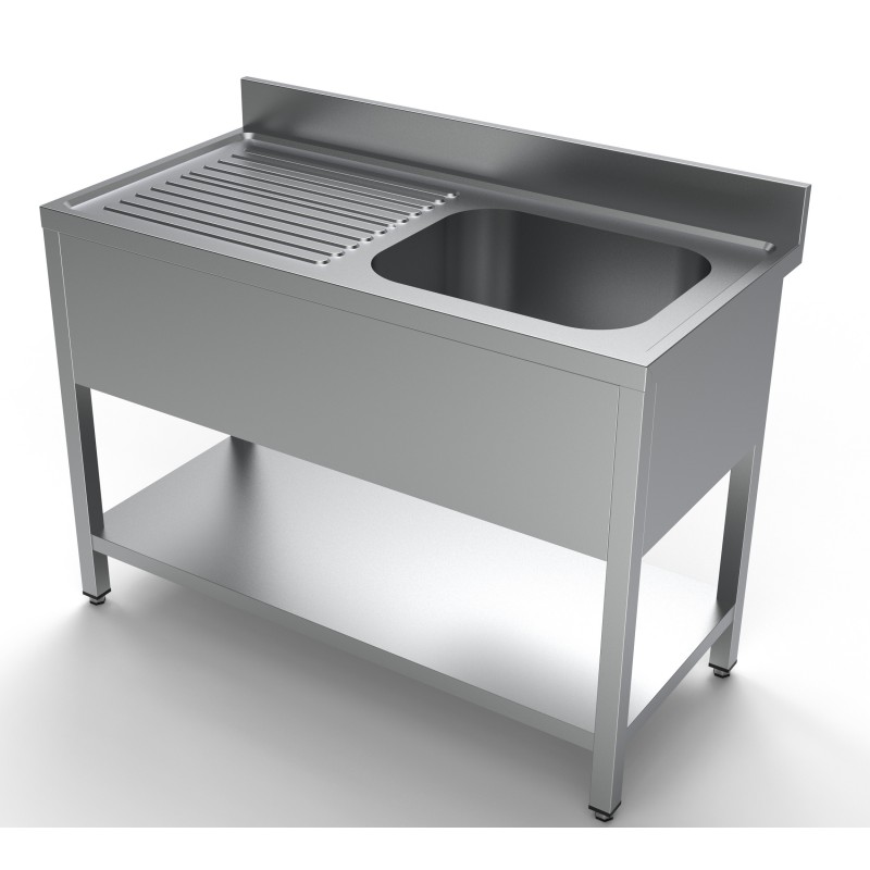 Plonge avec étagère bac à droite 1200x600 - Combisteel