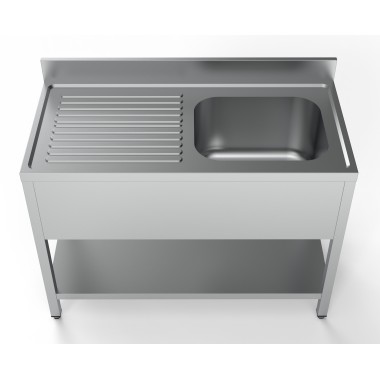 Plonge avec étagère bac à droite 1200x600 - Combisteel