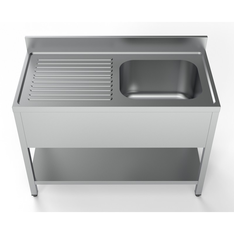 Plonge avec étagère bac à droite 1200x600 - Combisteel