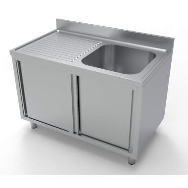 COMBISTEEL - 700 bloc-évier portes coulissantes 1 à droite 1200