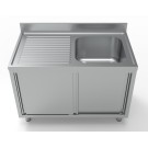 COMBISTEEL - 700 bloc-évier portes coulissantes 1 à droite 1200