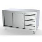 COMBISTEEL - Plan de travail avec portes coulissantes et tiroirs