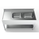 COMBISTEEL - Plonge inox 2 éviers à droite 1 étagère