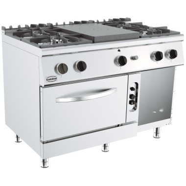 COMBISTEEL - Cuisinière plaques 4 bruleurs avec four gaz