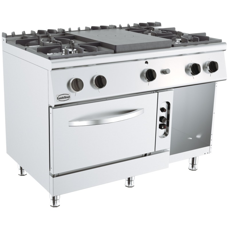 COMBISTEEL - Cuisinière plaques 4 bruleurs avec four gaz