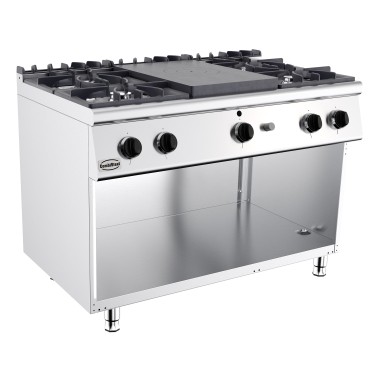COMBISTEEL - Cuisinière plaques coup de feu gaz 4 bruleurs