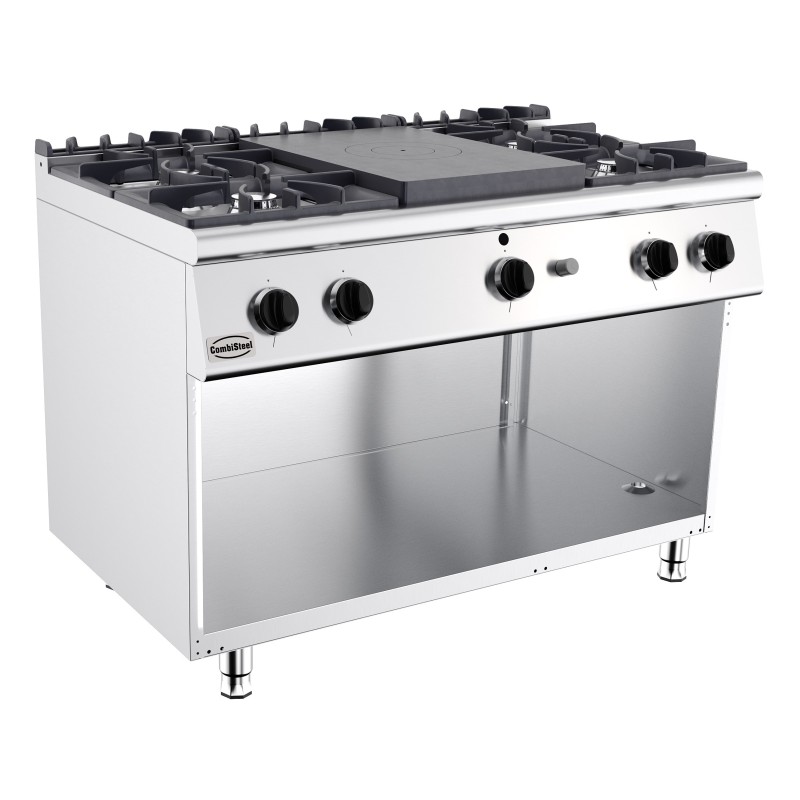 COMBISTEEL - Cuisinière plaques coup de feu gaz 4 bruleurs