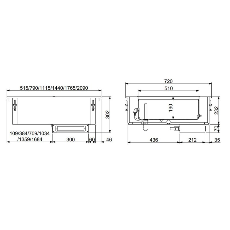 COMBISTEEL - Drop-in bain-marie 1/1 - remplissage d’eau manuel