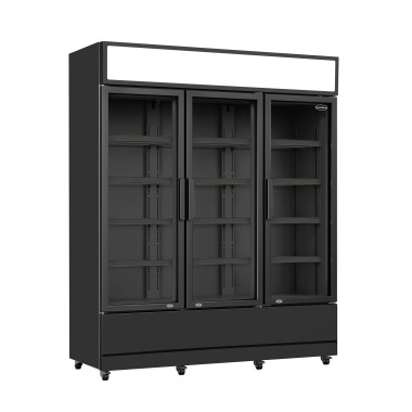 COMBISTEEL - Réfrigérateur 3 portes en verre noir