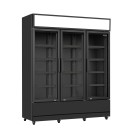 COMBISTEEL - Réfrigérateur 3 portes en verre noir