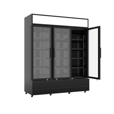 COMBISTEEL - Réfrigérateur 3 portes en verre noir