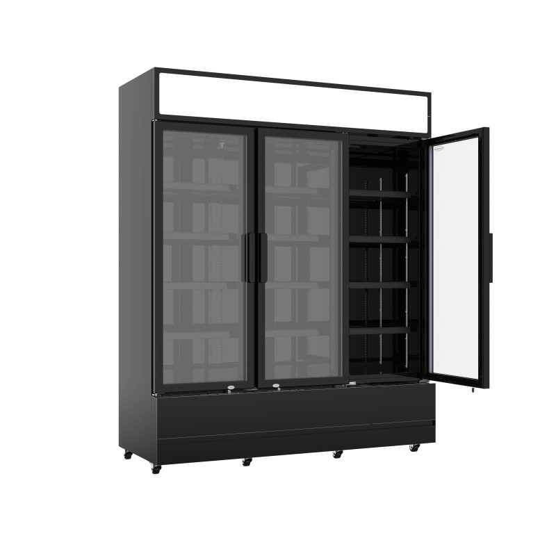COMBISTEEL - Réfrigérateur 3 portes en verre noir
