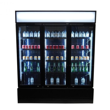 COMBISTEEL - Réfrigérateur 3 portes en verre noir